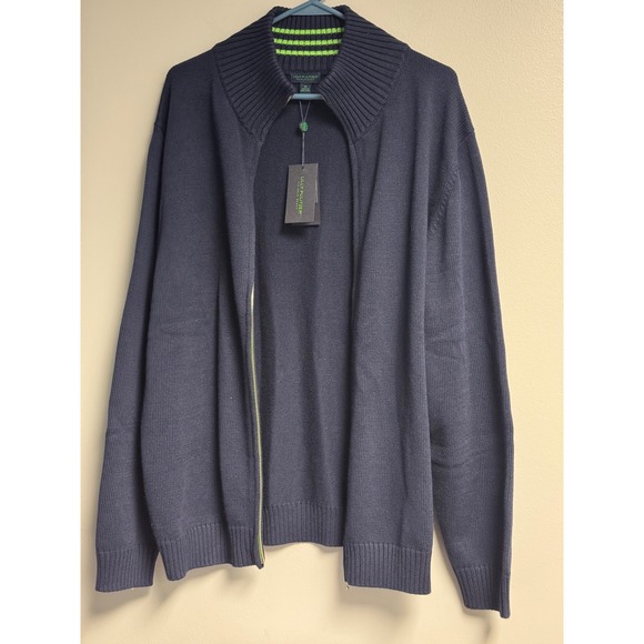 Lilly Pulitzer Wells Sweater Mens XL Navy Full Zip Elbow Patches  NWT #69046 - Picture 9 of 16